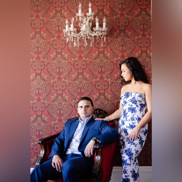 Floral Blue and White Tube Dress - Picture 7 of 7